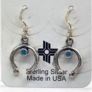 Artisan Sterling Silver Earrings with Blue Accents